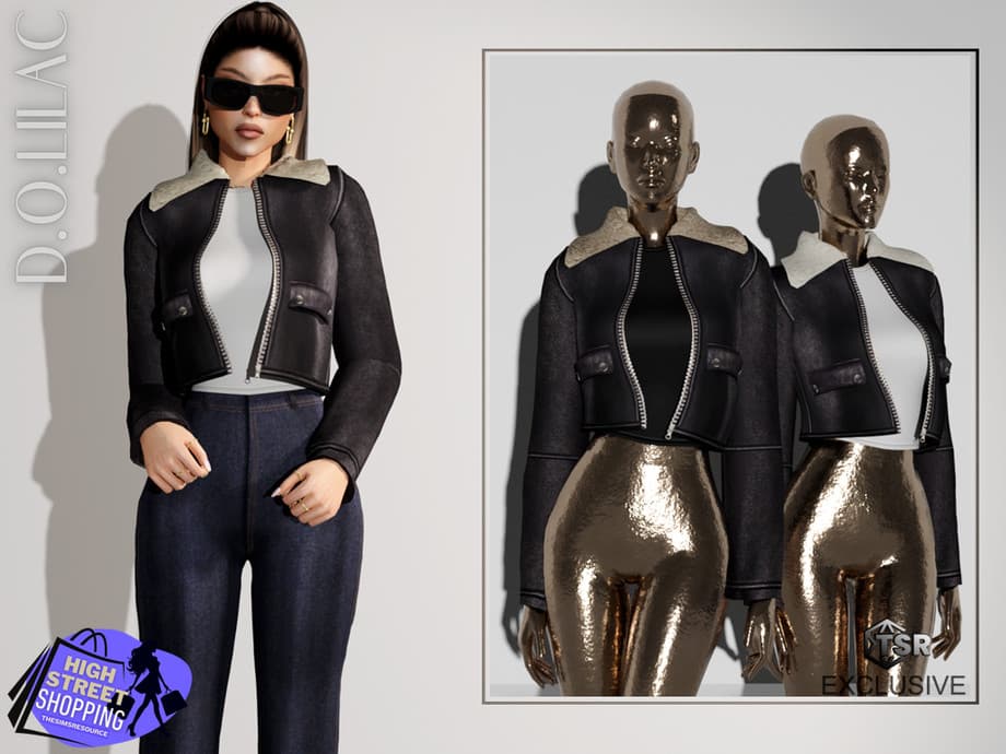 Скриншот мода Сет одежды Crop Leather Jacket with Jeans